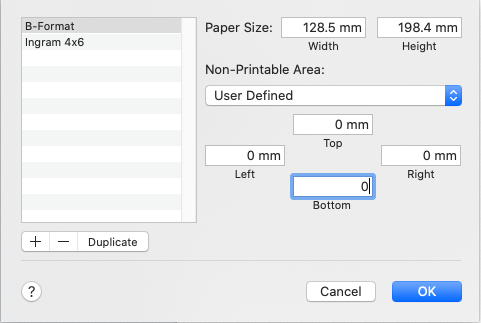 Creating a custom page size in macOS