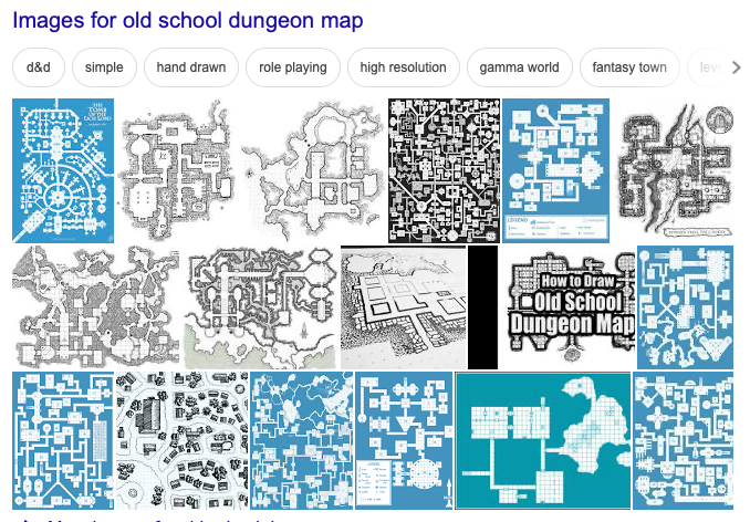 Old-school dungeon maps (Google Image search)