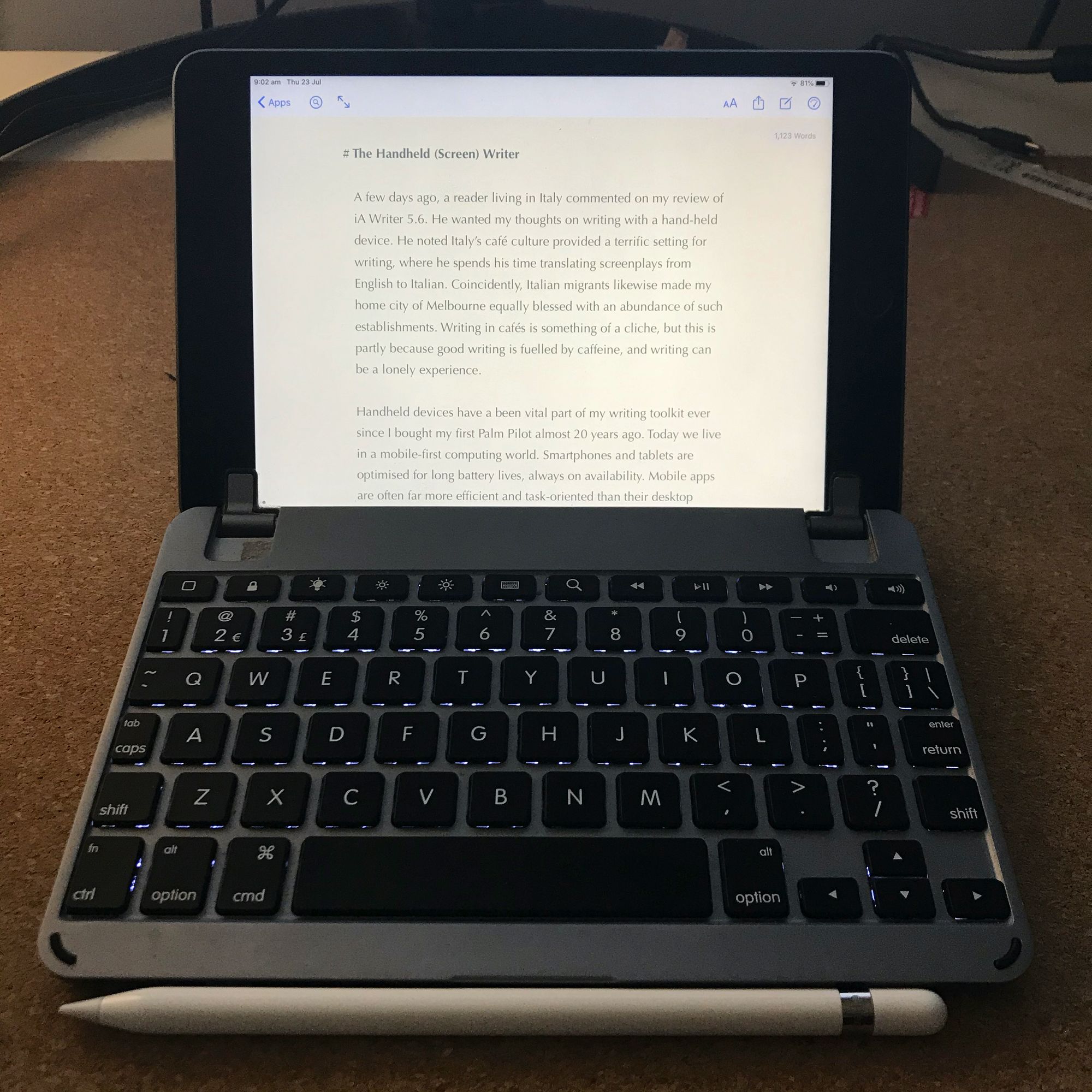 My mobile writing setup